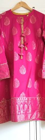 Tunika różowa złota M 38 orientalna indyjska etno boho kurta kameez sari-3