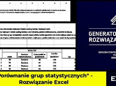 "Porównanie grup statystycznych" -  Rozwiązanie zadania Excel. poziom - Studia-1