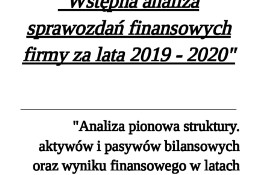 "Wstępna analiza sprawozdań finansowych firmy" - Projekt Studia. 