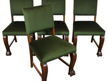 Komplet 4 sztuk krzeseł, krzesła neorenesans na lwich łapach stare-1