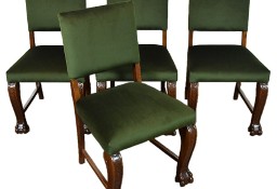 Komplet 4 sztuk krzeseł, krzesła neorenesans na lwich łapach stare