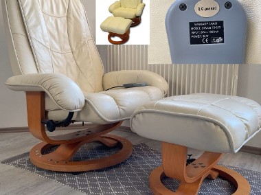 Fotel masujący jak nowy skóra naturalna do masażu podnóżek Okazja relaksacyjny-1