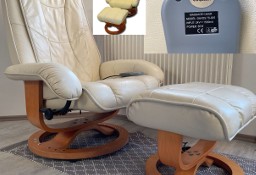 Fotel masujący jak nowy skóra naturalna do masażu podnóżek Okazja relaksacyjny