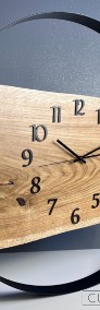 Zegar ścienny loft w stalowej obręczy z elementem drewna, na zamowienie -3