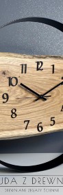 Zegar ścienny loft w stalowej obręczy z elementem drewna, na zamowienie -4