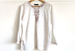 Tunika indyjska bluzka biała S 36 M 38 haft kurti kameez Bollywood orient