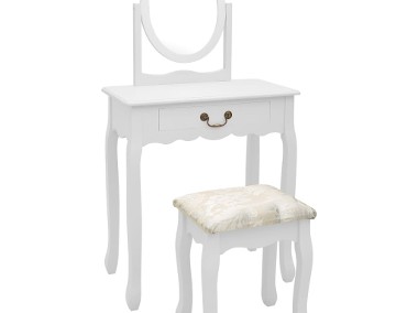 vidaXL Toaletka ze stołkiem, biała, 65x36x128 cm, drewno paulowni, MDF 289330-1