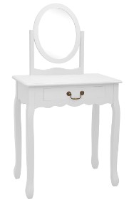 vidaXL Toaletka ze stołkiem, biała, 65x36x128 cm, drewno paulowni, MDF 289330-2
