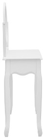 vidaXL Toaletka ze stołkiem, biała, 65x36x128 cm, drewno paulowni, MDF 289330-4