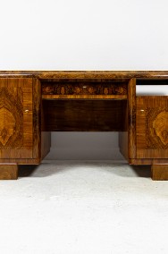 Duże biurko art deco orzech lata 30 stare antyk dwustronne połysk -2