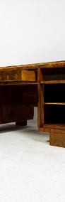 Duże biurko art deco orzech lata 30 stare antyk dwustronne połysk -4