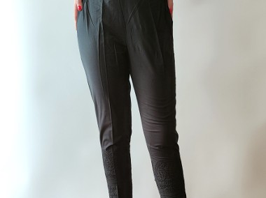 Indyjskie spodnie cygaretki czarne S 36 M 38 bawełna haftowane-1