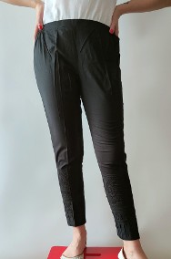 Indyjskie spodnie cygaretki czarne S 36 M 38 bawełna haftowane-2