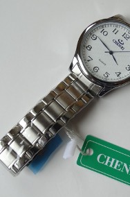 Klasyczny zegarek męski damski z białą tarczą bransoleta stalowa garniturowy-2