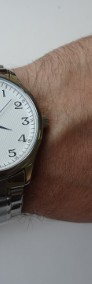 Klasyczny zegarek męski damski z białą tarczą bransoleta stalowa garniturowy-3
