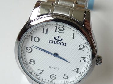 Klasyczny zegarek męski damski z białą tarczą bransoleta stalowa garniturowy-1