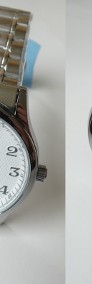 Klasyczny zegarek męski damski z białą tarczą bransoleta stalowa garniturowy-4