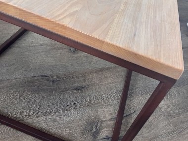 Stolik kawowy metal plus drewno bukowe bielone industrialny -1