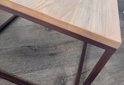 Stolik kawowy metal plus drewno bukowe bielone industrialny 