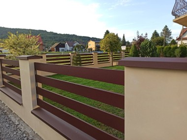 Przęsło ogrodzeniowe palisadowe nowoczesne panelowe ogrodzenie lamele deski stal-1