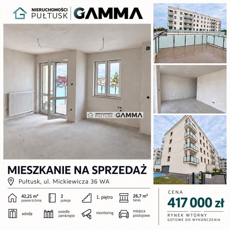 Mieszkanie na sprzedaż, 2 pokoje, 68 m², Pułtusk