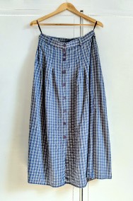 Długa spódnica w kratkę Lindex 42 XL niebieska retro cottagecore folk academia-2