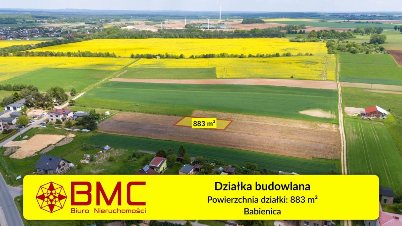 Działka budowlana Babienica 883 m², Woźniki