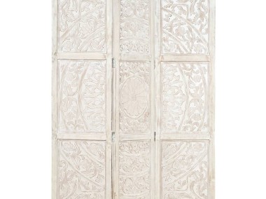 vidaXL Parawan 3-panelowy, rzeźbiony, biały, 120x165 cm, drewno mango 285336-1