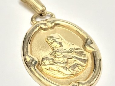 Złoty MEDALIK wisiorek 585 14K Matka Boska BOZIA 2cm-1
