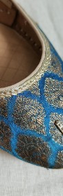 Indyjskie buty baleriny  khussa 40 orient boho zielone złote żakard arabskie-4