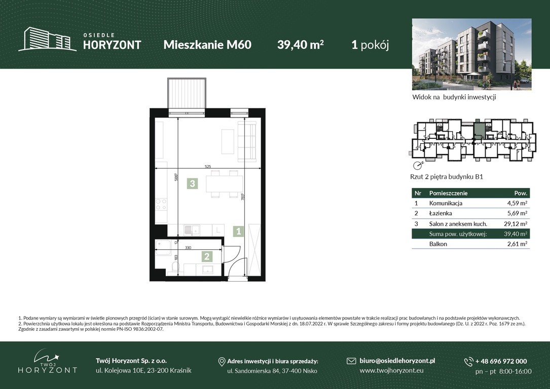 PBI - Twój Horyzont | Ustawne 39,40 m² z 1 pokojem i balkonem.