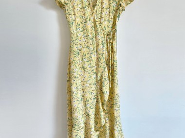 Żółta sukienka Gina Tricot 34 XS 36 S łączka wrap dress na lato kwiaty-1
