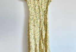Żółta sukienka Gina Tricot 34 XS 36 S łączka wrap dress na lato kwiaty