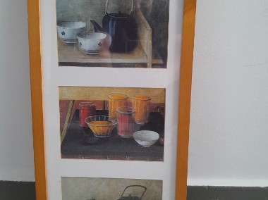 Trzy obrazki „Kuchenne” w jednej ramie za szkłem-1