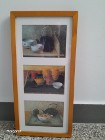 Trzy obrazki „Kuchenne” w jednej ramie za szkłem