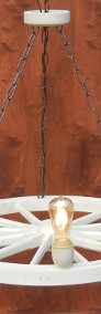 Lampa rustykalna z koła wozu koło drewniane do altany salonu-3