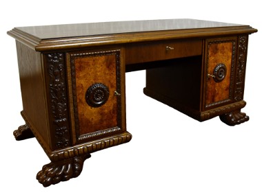 Dwustronne biurko na lwich łapach neorenesansowe stare -1