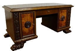 Dwustronne biurko na lwich łapach neorenesansowe stare 