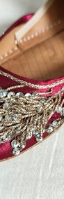 Indyjskie buty baleriny  khussa 38 zdobione orient boho księżniczka bordo satyna-3