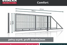 Comfort - brama przesuwna z wypełnieniem siatką panelową 3D - ocynk