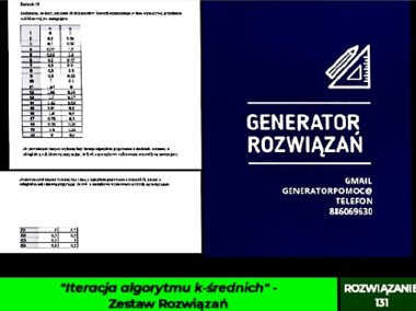 Iteracja algorytmu k-średnich. Odległość Euklidesowa" Zestaw 1 rozwiązania. PDF.-1
