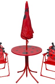 vidaXL 3-cz. dziecięcy zestaw mebli do ogrodu, z parasolem, czerwony 41842-2