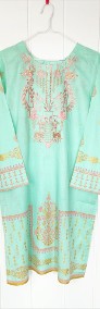 Nowa indyjska tunika kameez M 38 miętowa wzór orient boho bohemian hippie-4