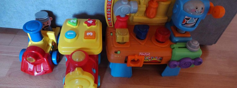 Interaktywny warsztat fisher Price + dwie lokomotywy-1