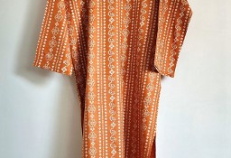 Komplet orientalny indyjski spodnie tunika pomarańczowa biały wzór chunri boho