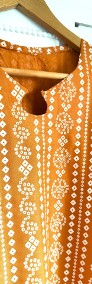 Komplet orientalny indyjski spodnie tunika pomarańczowa biały wzór chunri boho-3