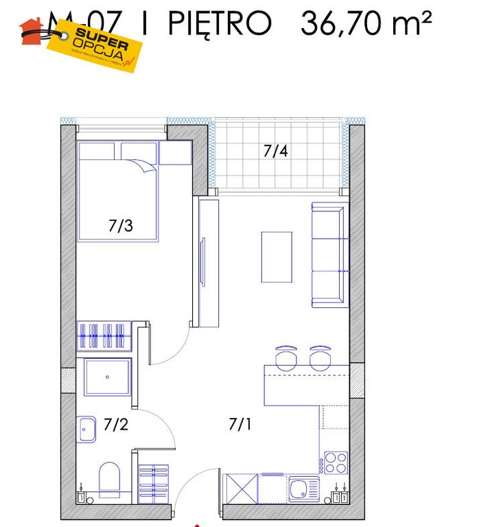 Nowe 2 pokoje z balkonem na Ruczaju - Widok 3