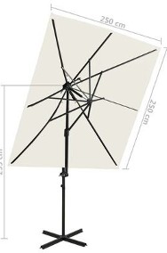 vidaXL Parasol wiszący z podwójną czaszą, 250x250 cm, piaskowy-3