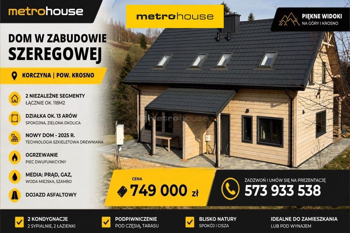 Dom na sprzedaż, 3 pokoje, 118 m², Korczyna