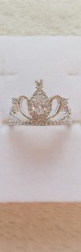 Nowy pierścionek korona tiara diadem srebrny kolor cyrkonia biała-4